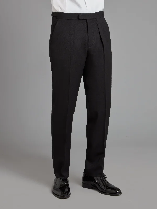 Modern Men's Tailored BlazersPleated Dinner Trousers - Black Barathea