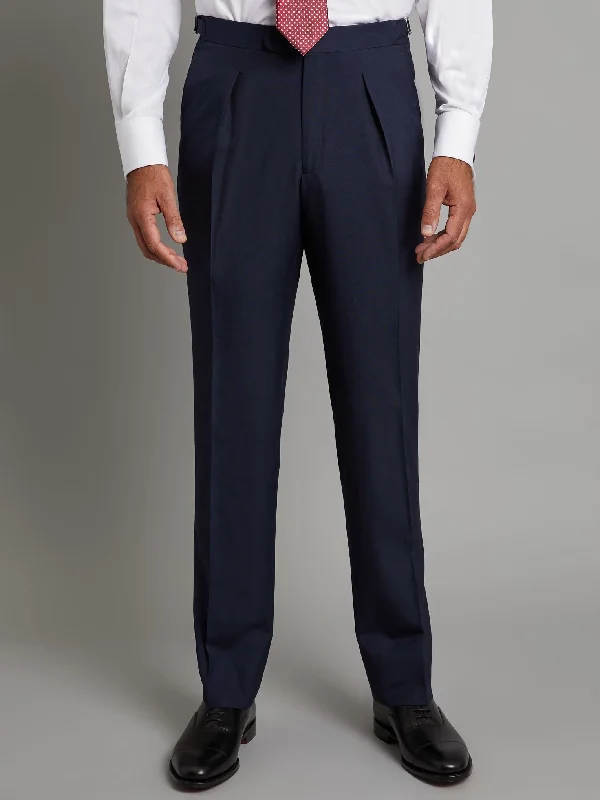 Men's Suits with Side-Adjustable Trouser WaistsPleated Suit Trousers - Plain Navy