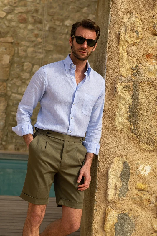 Men's Suits with Phone PocketsKaki cotton shorts - Made in Italy