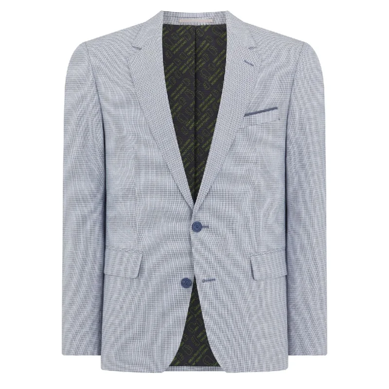 Men's Suits with Side-Adjustable Trouser WaistsRemus Uomo Slim Fit Suit Jacket - Houndstooth Navy/White