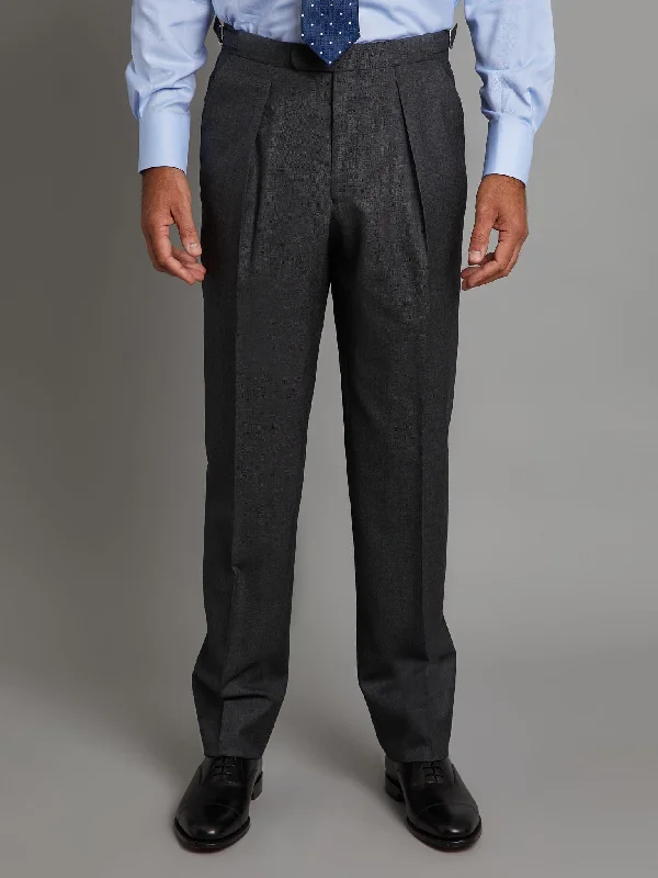 Men's Suits for Tall MenPleated Suit Trousers - Plain Grey