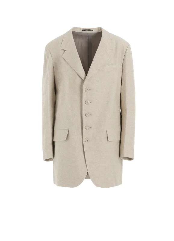 Elegant Men's Linen SuitsCOTTN LINEN DOUBLE SATIN JACKET WITH 5-BUTTONS