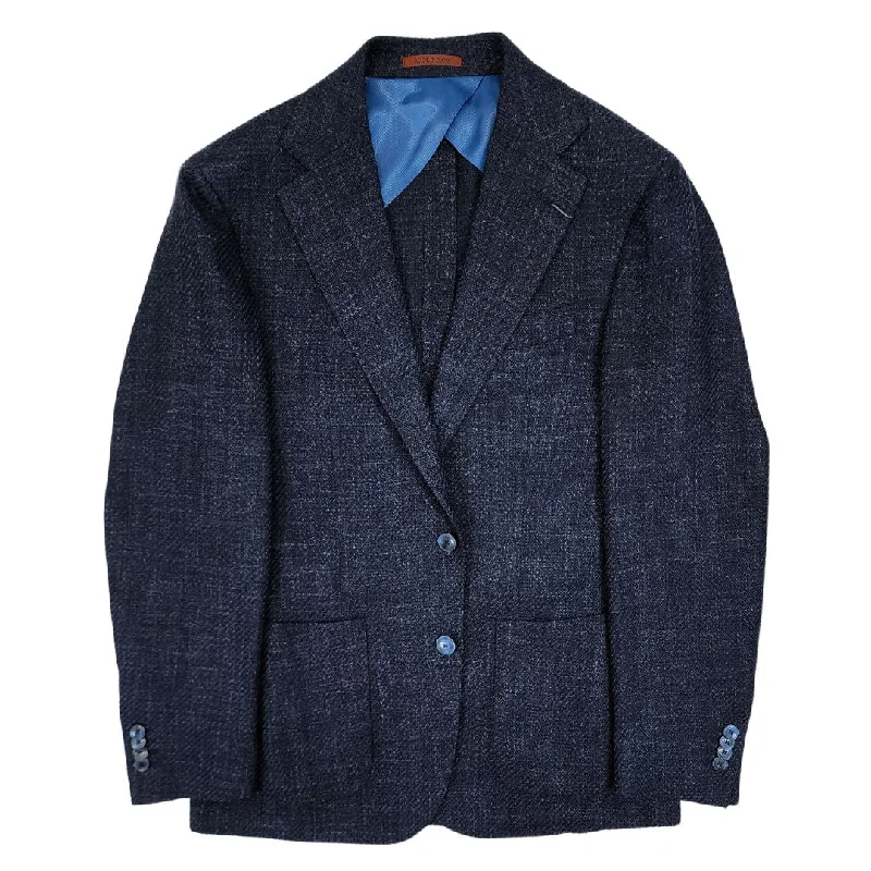 Men's Suits with Synthetic FabricsNavy Andre Knit Linen Wool Sport Jacket