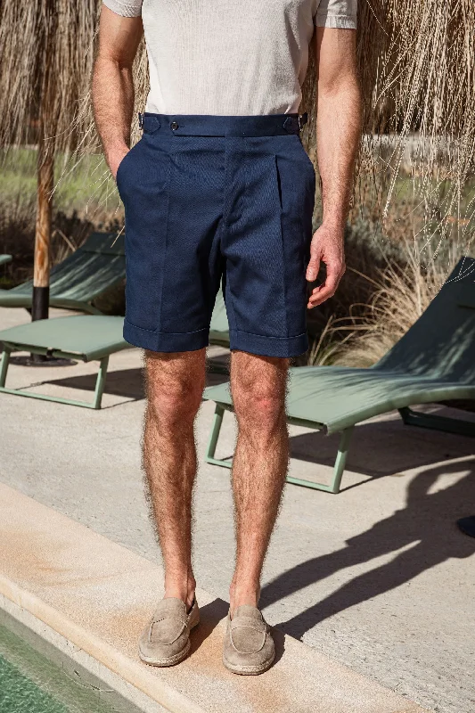 Men's Suits with Security PocketsBlue cotton shorts - Made in Italy