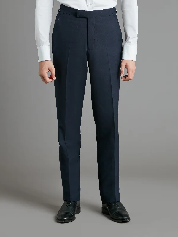 Men's Suits with Phone PocketsFlat Front Mayfair Suit Trousers - Plain Navy