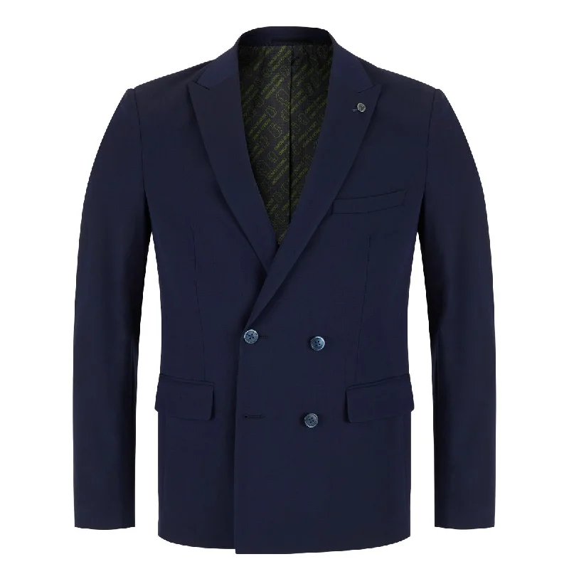 Men's Suits for Tall MenRemus Uomo Slim Fit Double Breasted Suit Jacket - Navy