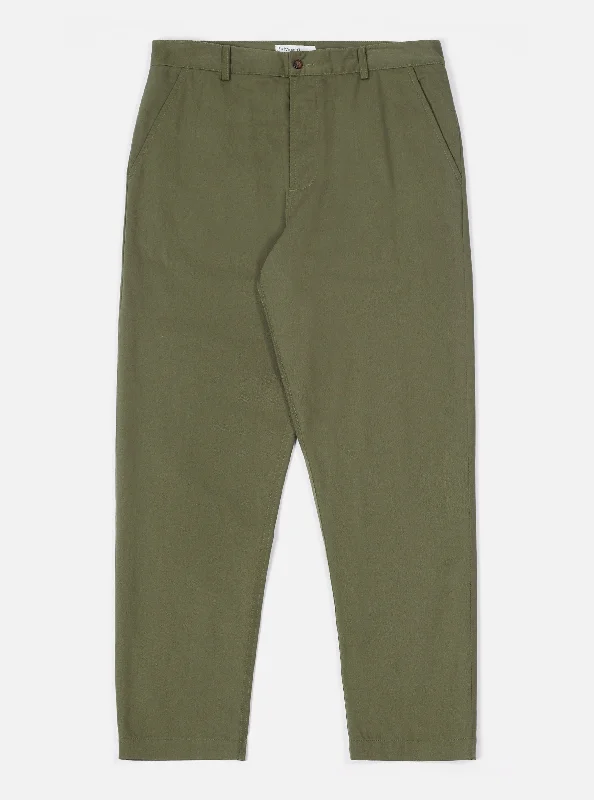 Men's Suits with Wide LegsUniversal Works Military Chino in Light Olive Twill