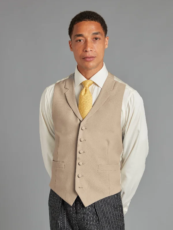 Men's Suits with Custom MonogramsSingle Breasted Wool Waistcoat - Buff