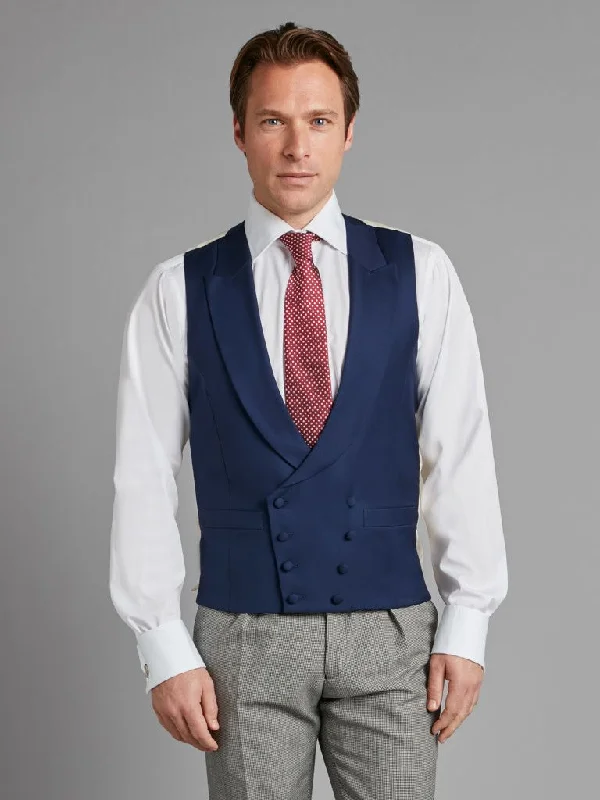 Men's Suits with Plastic ButtonsDouble Breasted Wool Waistcoat - Navy