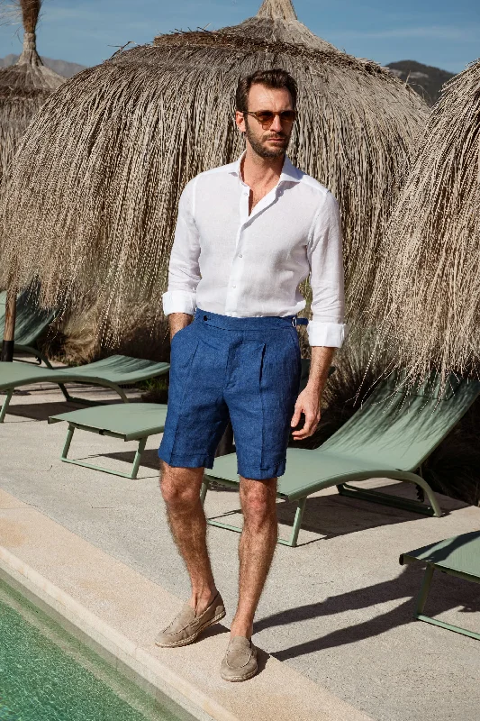 Men's Suits for Creative FieldsDenim blue linen shorts - Made in Italy