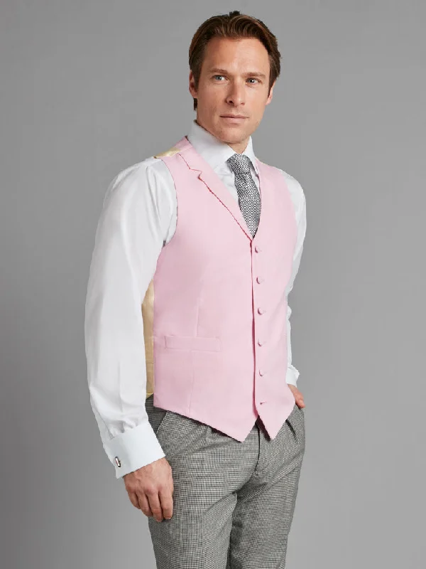 Unique Men's Made-to-Measure SuitsSingle Breasted Linen Waistcoat - Pink