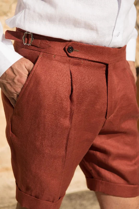 Men's Suits for Financial ServicesBurnt orange linen shorts - Made in Italy