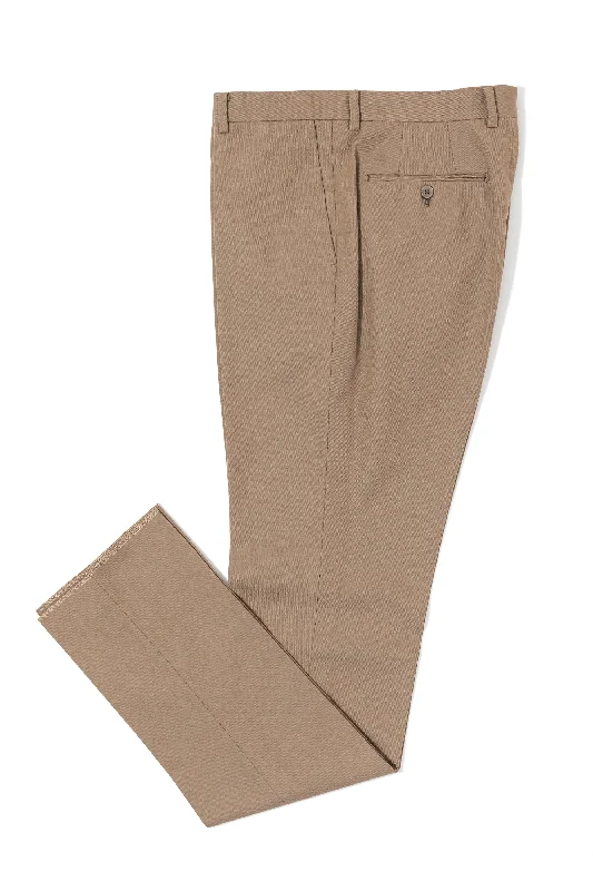 Men's Suits with Athletic FitsThe Armoury Model A Beige Dormeuil Trench Wool-Cotton Trousers