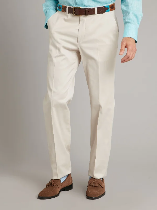 Men's Suits with Pleated TrousersStretch Chinos - Stone