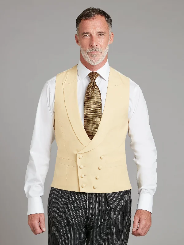 Warm Men's Wool-Blend SuitsDouble Breasted Linen Waistcoat – Yellow