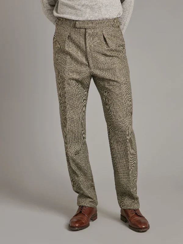 Men's Suits with Patch PocketsPleated Trousers - Sage Nailhead Tweed