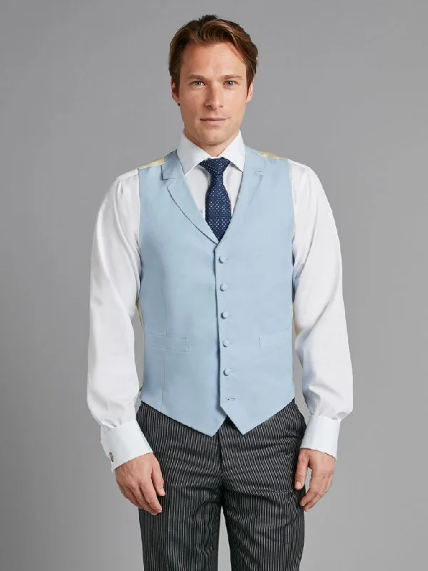 Lightweight Men's Summer SuitsSingle Breasted Linen Waistcoat - Pale Blue