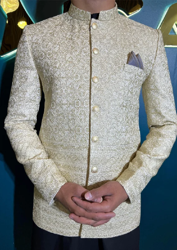 Men's Suits with Pleated TrousersPC-706 - Gold Mens Embroidered Prince Coat