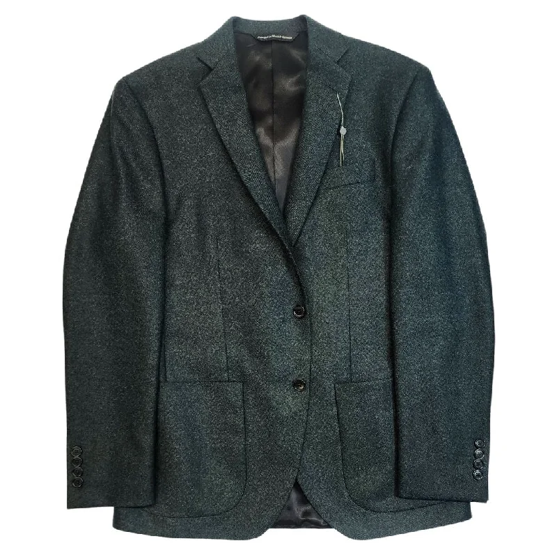 Men's Suits with Cotton-Blend FabricsGreen Herringbone Flannel Two Button Sport Jacket