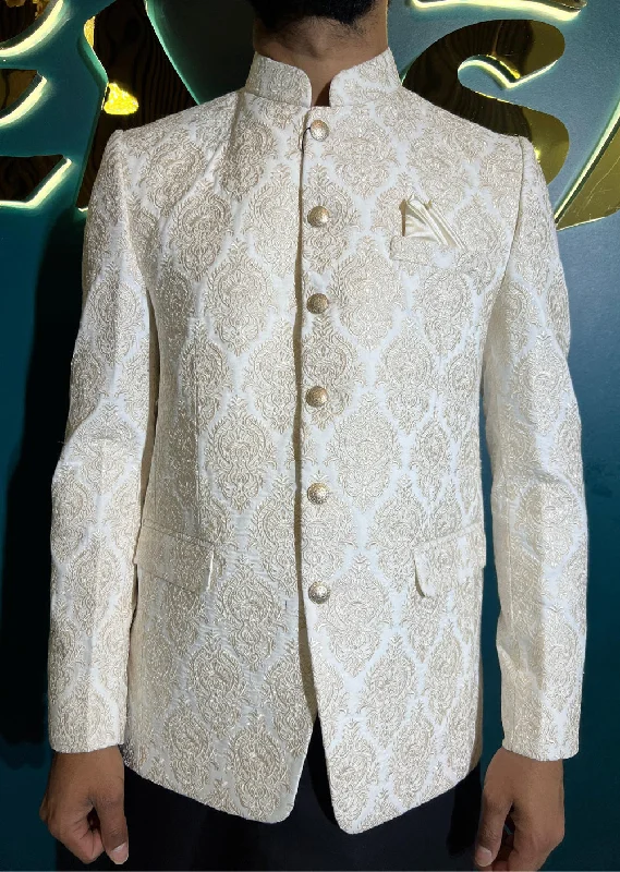 Men's Suits with Single VentsPC-710 - White Mens Embroidered Prince Coat