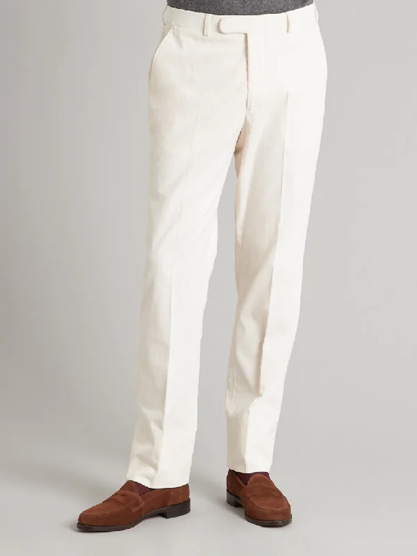 Trendy Men's Patterned SuitsNeedlecord Trousers - Cream