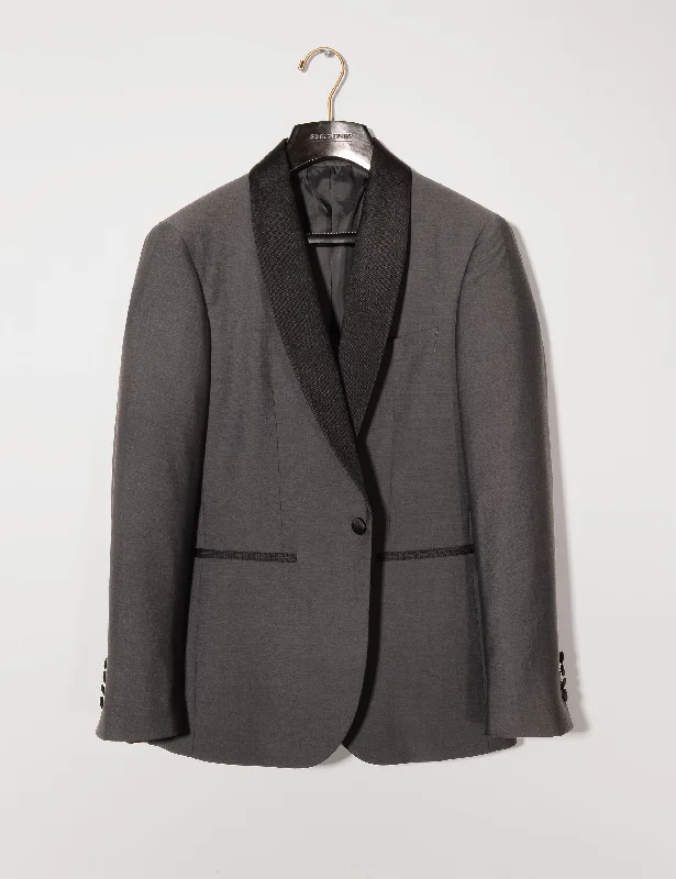 Men's Suits with Brass ButtonsBKT50 Shawl Collar Dinner Jacket in Wool & Mohair - Gunmetal Gray