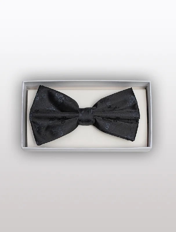 Men's Suits for Cocktail PartiesBlack Floral Patterned Bow Tie