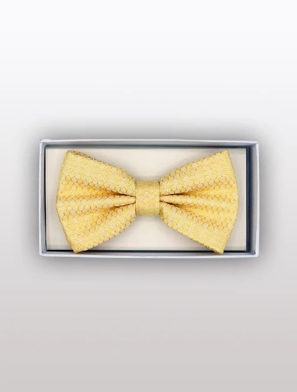 Men's Suits with Satin LiningsYellow Honeycomb Patterned Bowtie