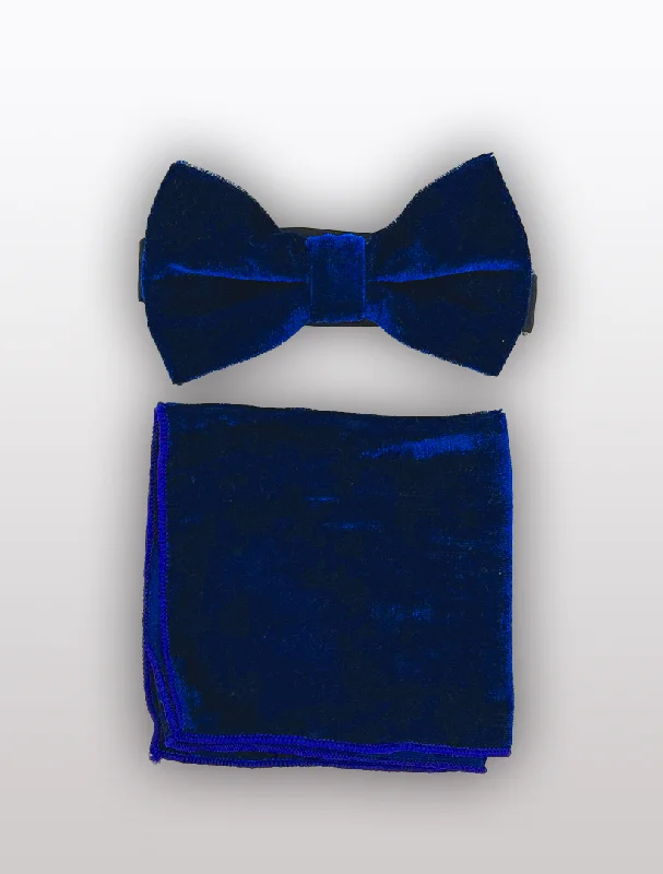 Men's Suits with Personalized LiningsRoyal Blue Velvet Bowtie and Hanky