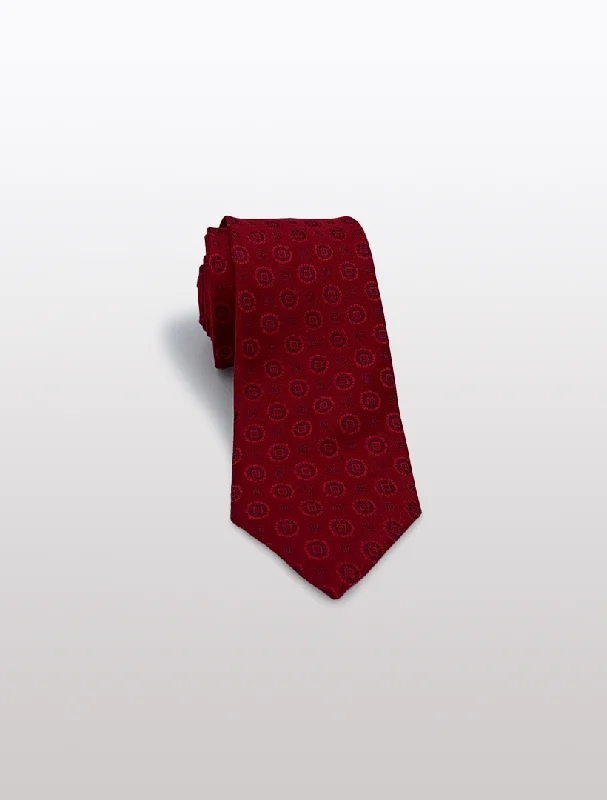 Men's Suits with Brass ButtonsRed Motif Patterned Microfiber Tie