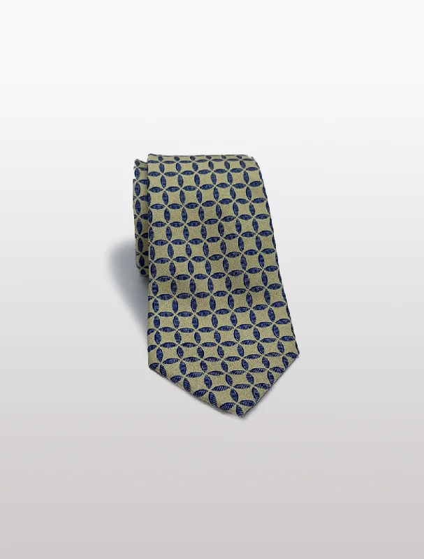 Men's Suits for Corporate SettingsYellow and Blue Circular Check Patterned Microfiber Tie