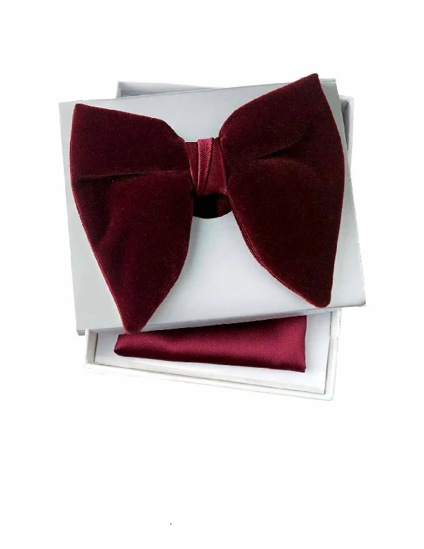 Men's Suits with Breathable FabricsOversized Burgundy Velvet Bow Tie