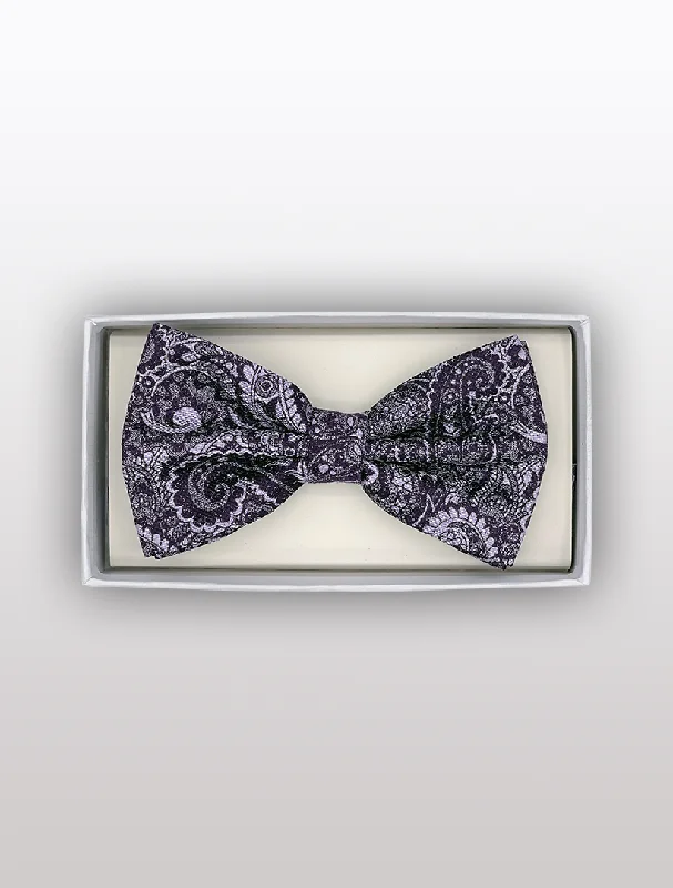 Men's Suits with Patch PocketsPurple Paisley Patterned Bowtie