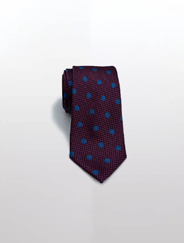 Men's Suits with Matching Ties and Pocket SquaresPink with Blue Polka Dot Patterned Microfiber Tie