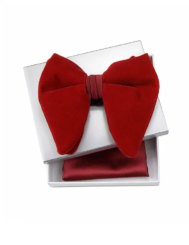 Men's Suits for Skinny MenOversize Ferrari Red Velvet Bow Tie