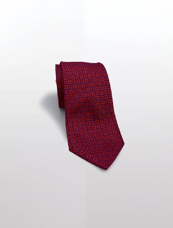 Men's Suits for Cultural FestivalsFuchsia Check Patterned Microfiber Tie