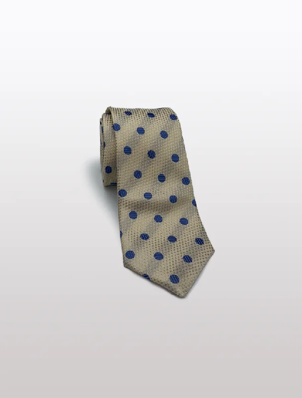 Men's Suits for Special OccasionsChampagne with Blue Polka Dot Patterned Microfiber Tie