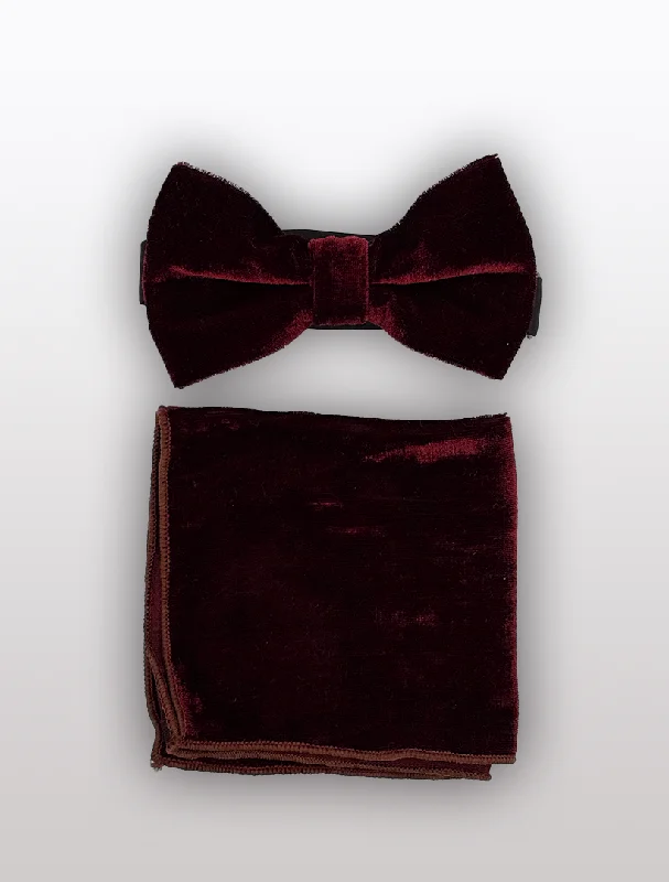 Best Men's Tailored SuitsBurgundy Velvet Bowtie and Hanky