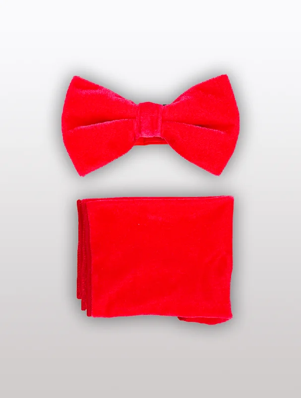 Cool Men's Modern SuitsCoral Velvet Bowtie and Hanky