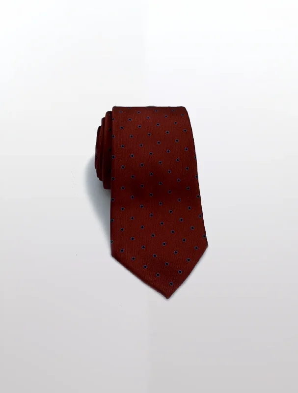 Men's Suits with Phone PocketsRust Brown Polka Dot Patterned Microfiber Tie