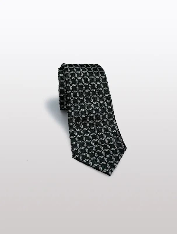 Fashionable Men's Smart Casual SuitsGreen Circular Check Patterned Microfiber Tie