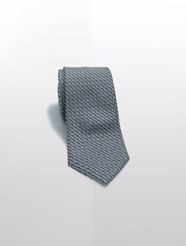 Casual Men's Blazer SuitsSilver with Navy Wave Patterned Microfiber Tie