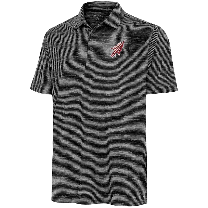 Men's Shirts with Full PlacketsAntigua Men's Arrowhead Logo Watercolor Striped Performance Polo - Black Heather