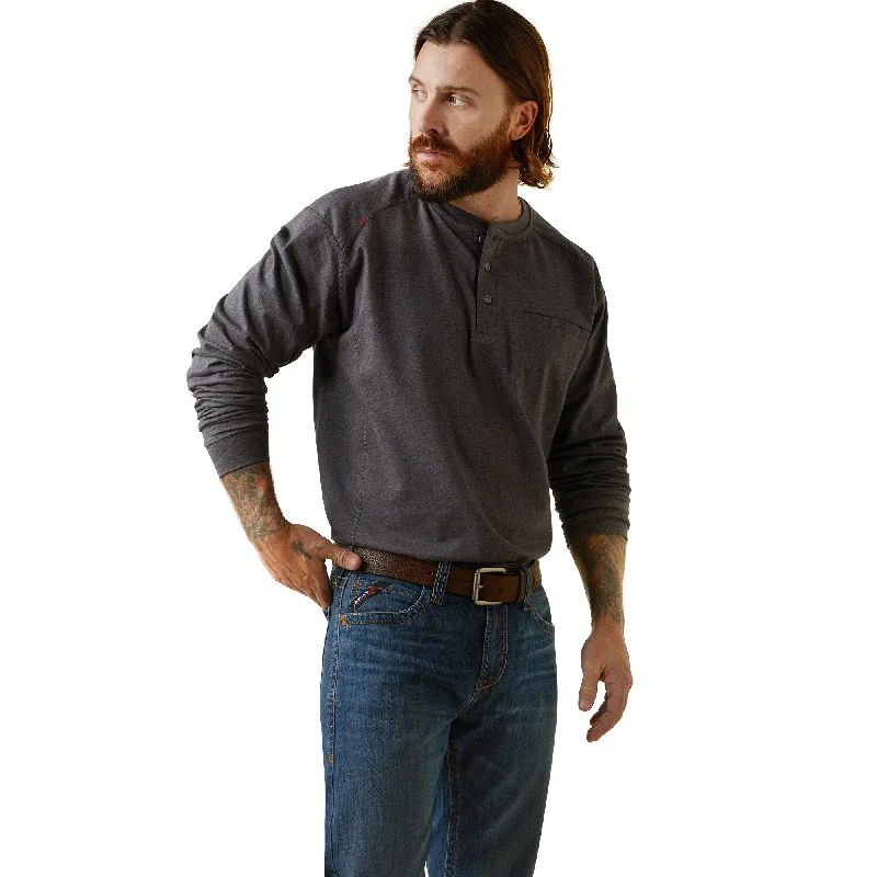 Men's Shirts with Hidden PocketsAriat Men's Flame Resistant Air Refinery Row Graphic Long Sleeve Henley Tee