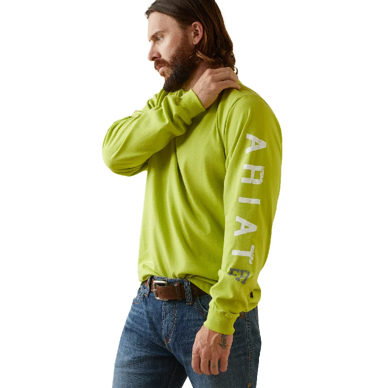 Men's Shirts with Drawstring WaistbandsAriat Men's Flame Resistant Roughneck Skull Graphic Long Sleeve T-Shirt_Bright Lime