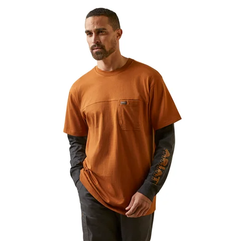 Men's Shirts with Belt AttachmentsAriat Men's Rebar CottonStrong Dually Long Sleeve T-Shirt