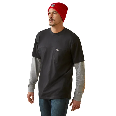 Men's Shirts with Surplice HemlinesAriat Men's Rebar CottonStrong Dually Long Sleeve T-Shirt