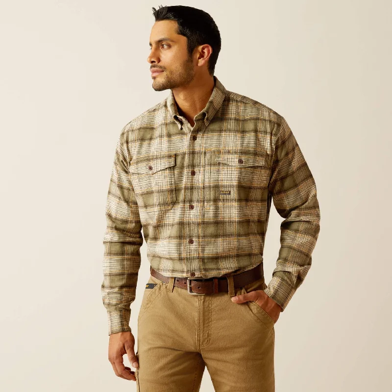 Men's Shirts with Geometric PatternsAriat Men's Rebar Flannel DuraStretch™ Button-Down Work Shirt