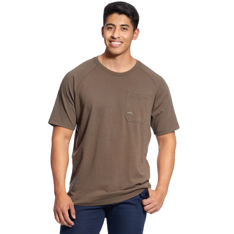 Men's Dressy Shirts for Formal EventsAriat Men's Rebar CottonStrong T-Shirt_Moss