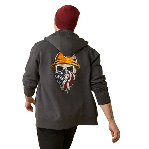 Men's Shirts with Embellished SleevesAriat Men's Rebar Born For This Graphic Full Zip Hoodie